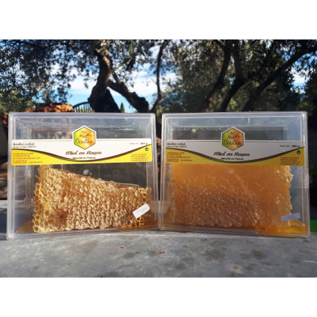 Miel en Rayon boîte en moyenne 500g, ce sera précisé lors de la