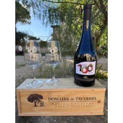 Spécial Noël - Cuvée "100 ans" 1 bouteille de 750ml avec sa caisse en bois et ses 2 verres